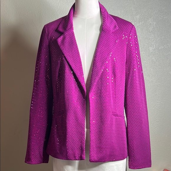 JM Studio by John Meyer Fuchsia Sequin Blazer Jacket Sz M Women’s NWT MSRP $139‎ - Picture 12 of 13